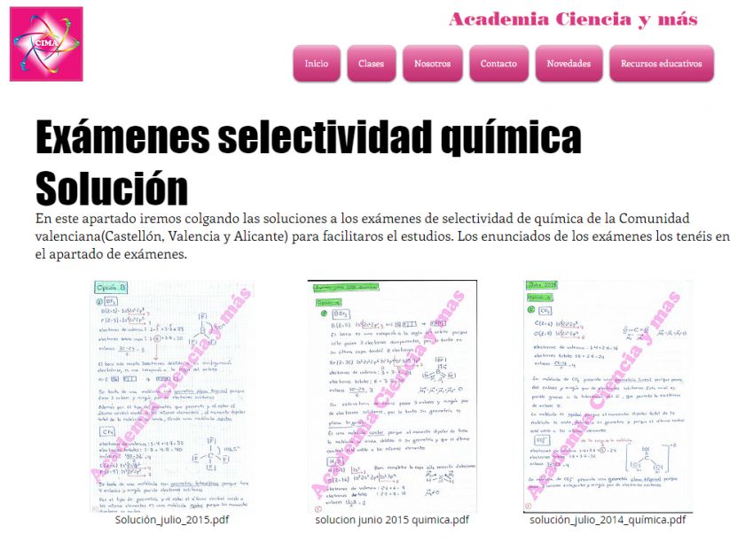 examen selectividad quimica